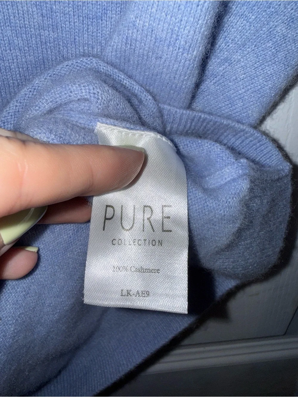 Pure Collection V-Neck Cashmere Blend Sweater - Periwinkle Blue Size 4
